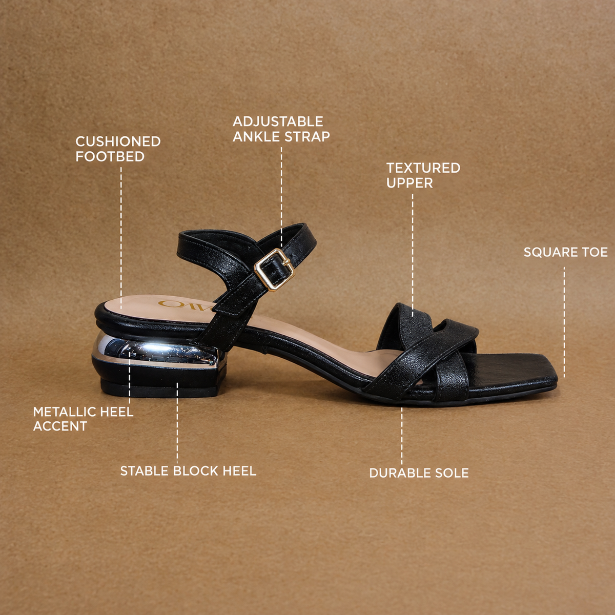 QAVO - The Elara Metallic Sandals
