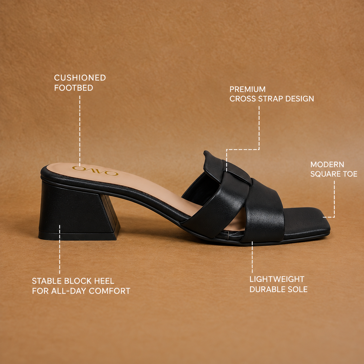 QAVO - The Alora Double-Strap Block Heel Sandals