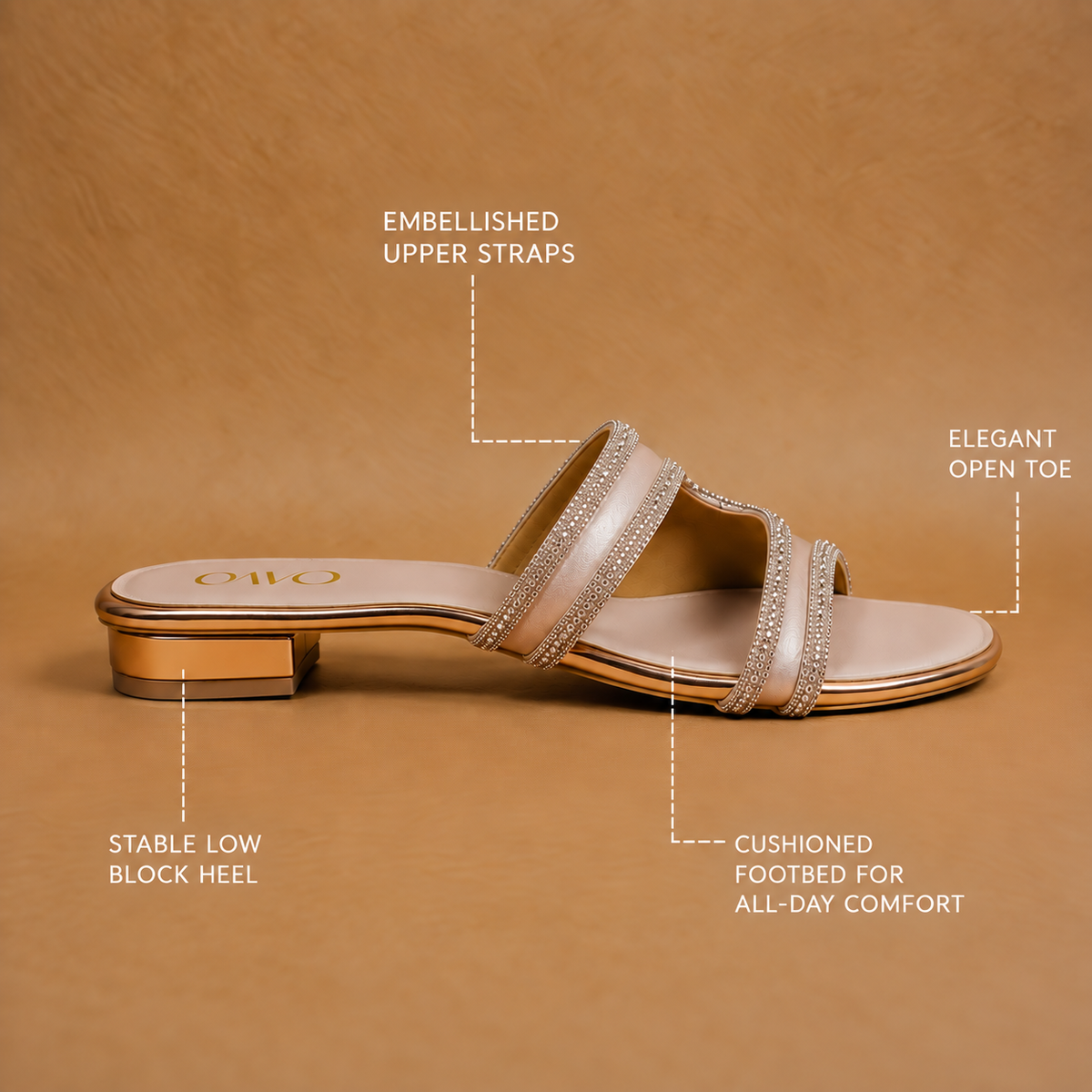 QAVO - The Seraphine Rhinestone Multi-Strap Heeled Sandals
