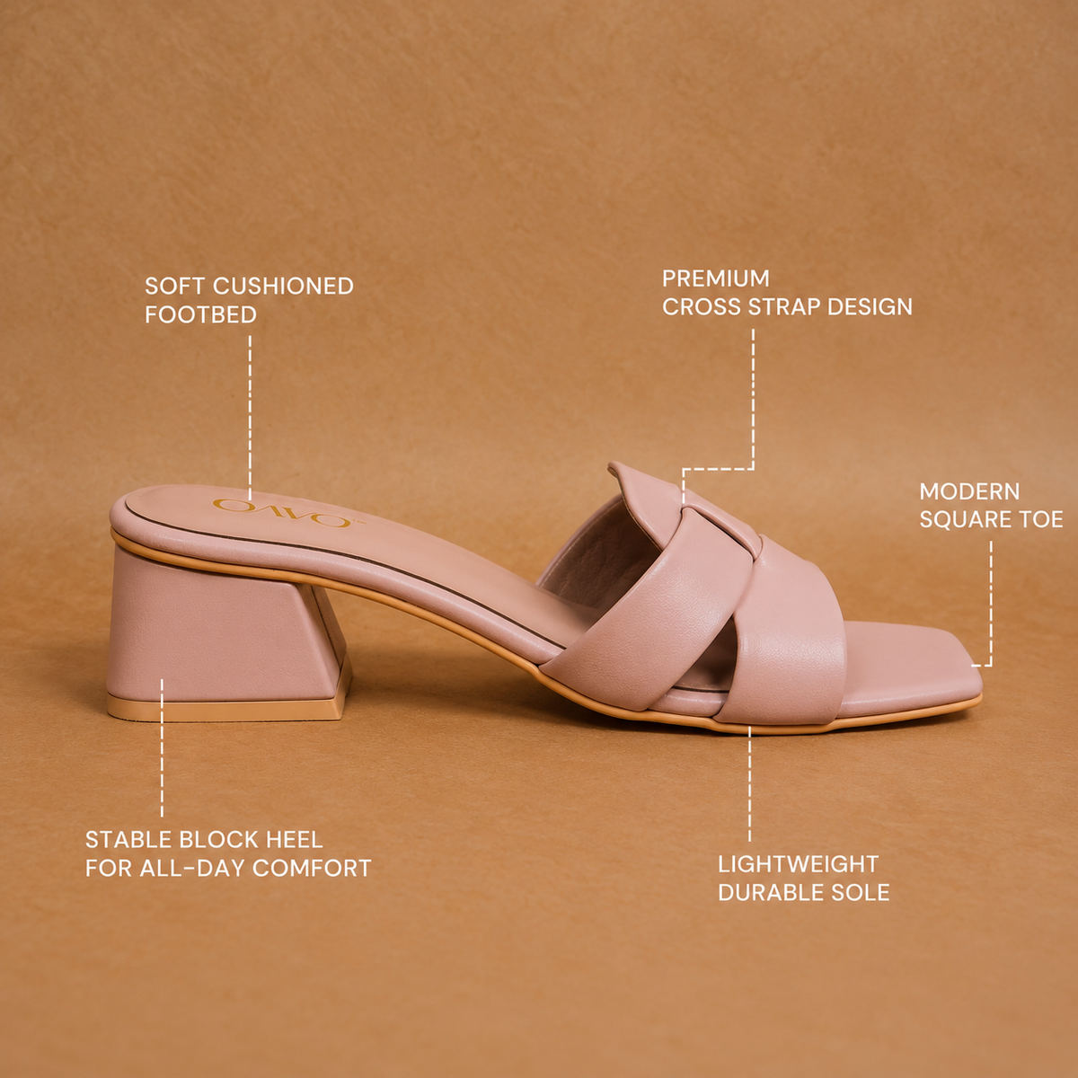 QAVO - The Alora Double-Strap Block Heel Sandals