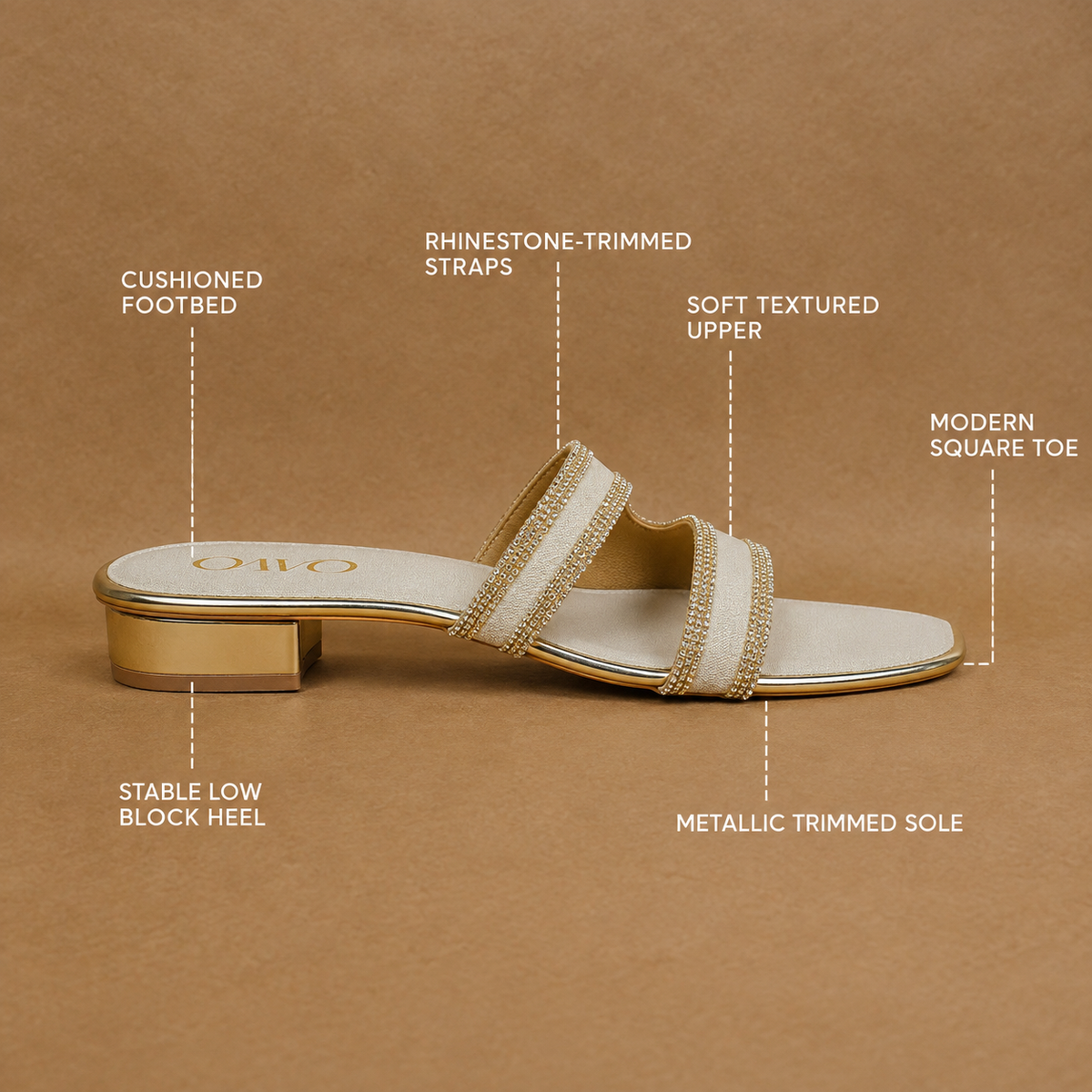 QAVO - The Seraphine Rhinestone Multi-Strap Heeled Sandals