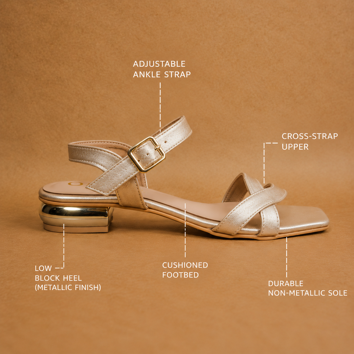QAVO - The Elara Metallic Sandals