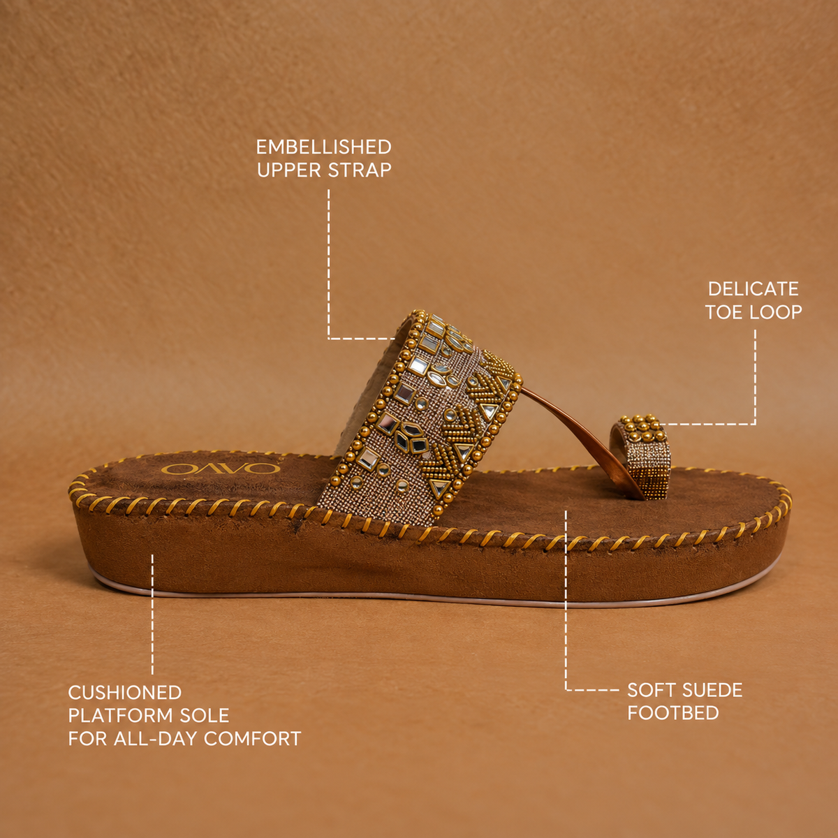 QAVO - The Zareen Wedges Embroidered Platform Sandals