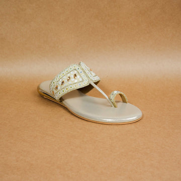 QAVO - The Aurelia Embellished Metallic Flats