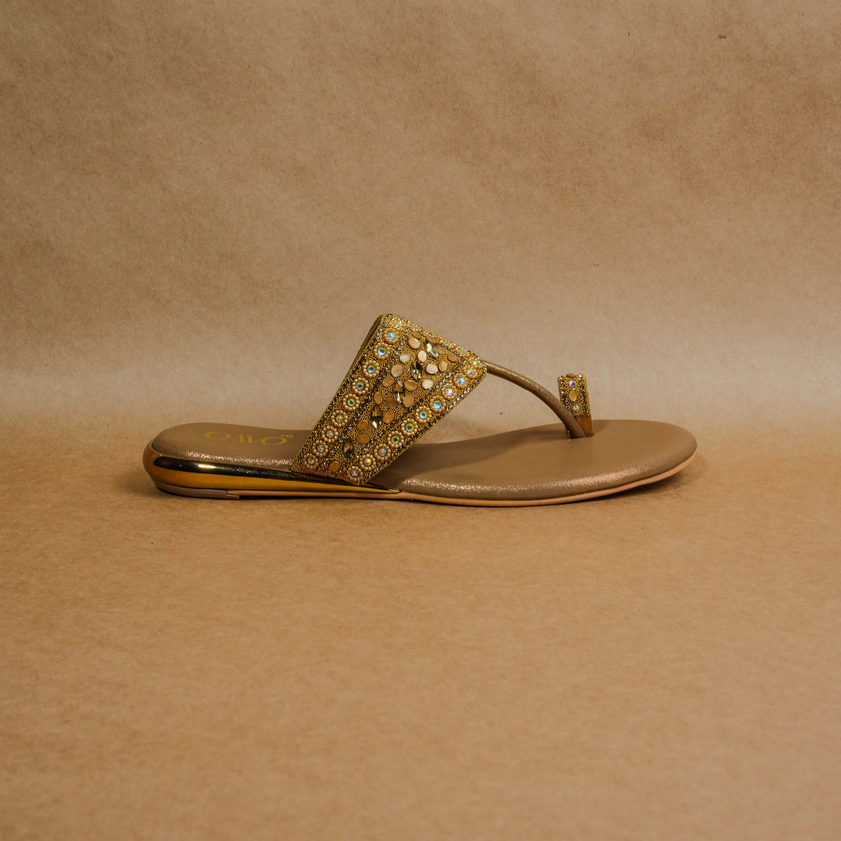 QAVO - The Aurelia Embellished Metallic Flats