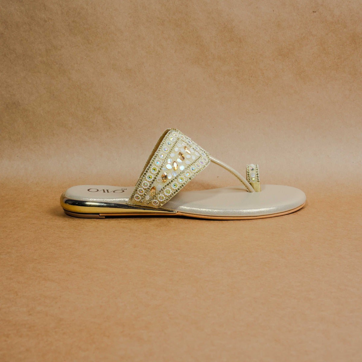 QAVO - The Aurelia Embellished Metallic Flats