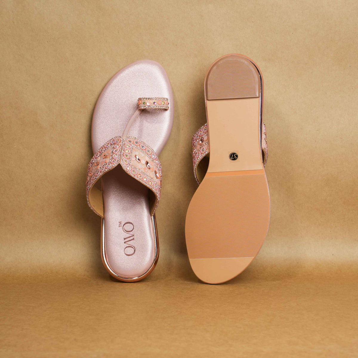 QAVO - The Aurelia Embellished Metallic Flats