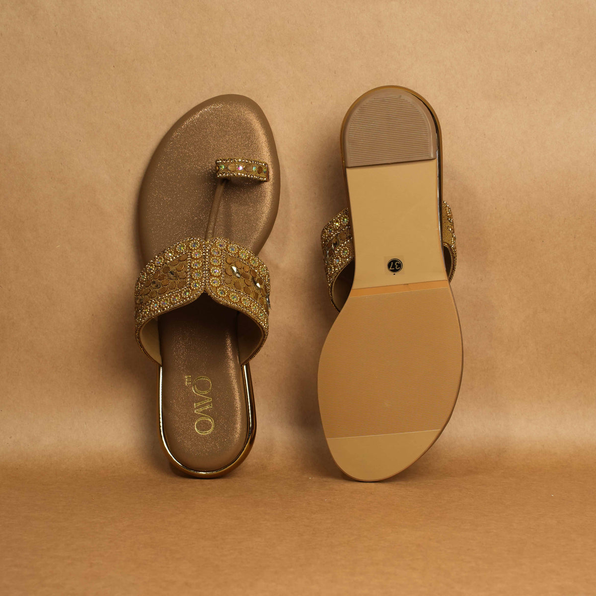 QAVO - The Aurelia Embellished Metallic Flats