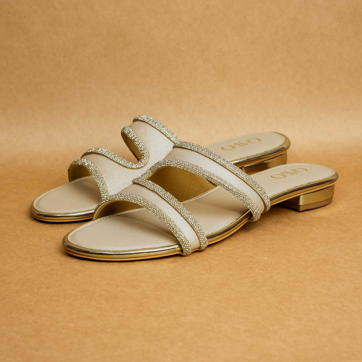 QAVO - The Seraphine Rhinestone Multi-Strap Heeled Sandals