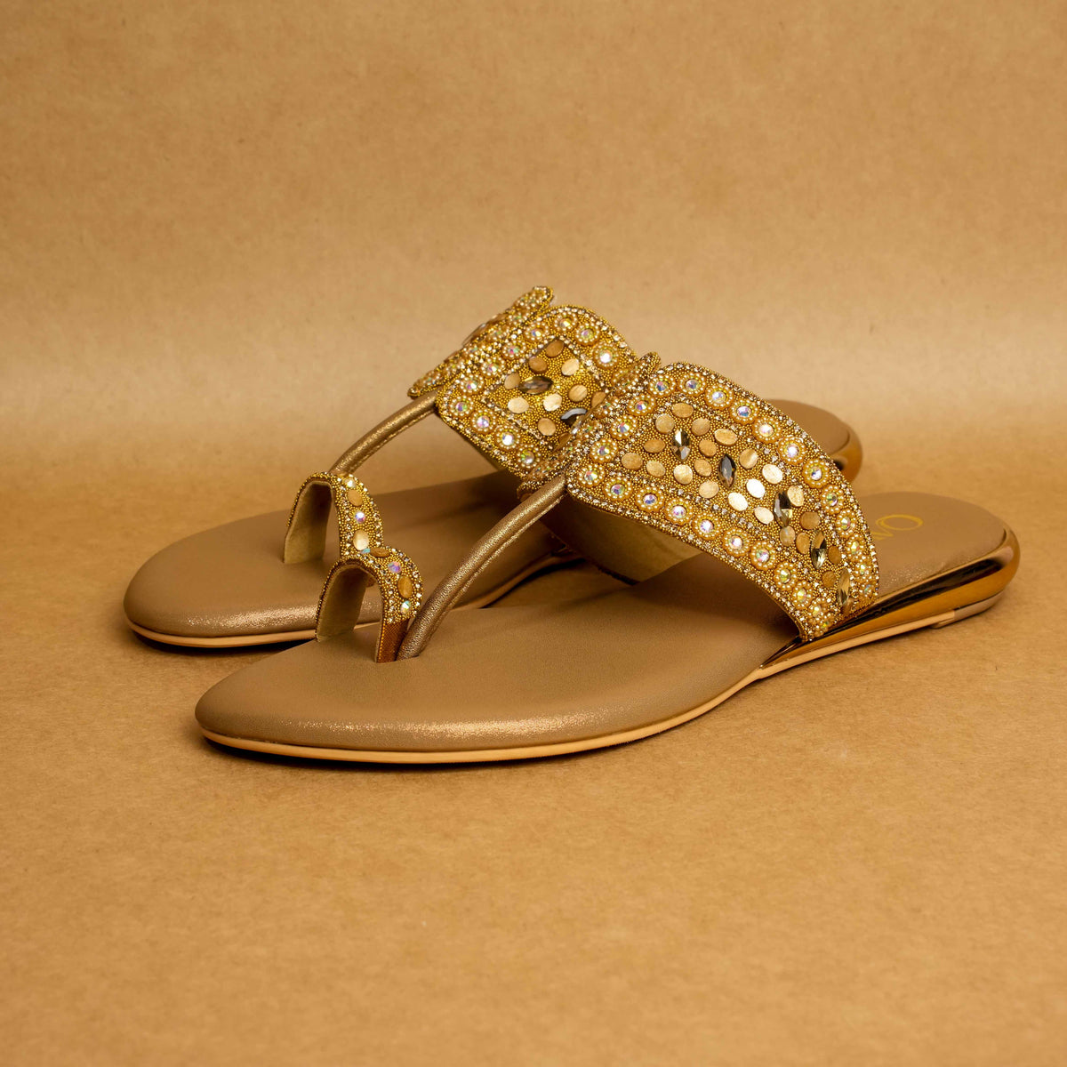 QAVO - The Aurelia Embellished Metallic Flats