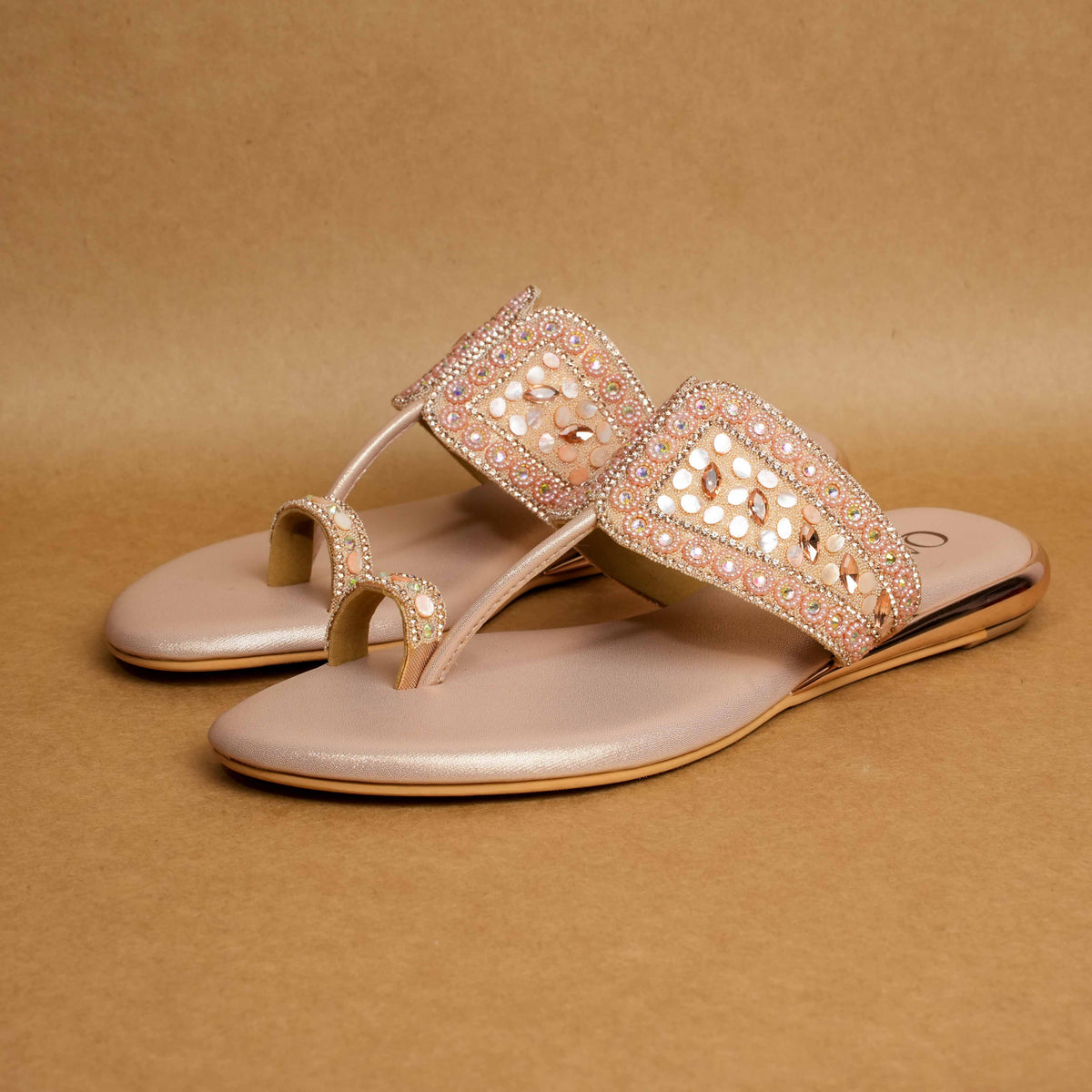 QAVO - The Aurelia Embellished Metallic Flats