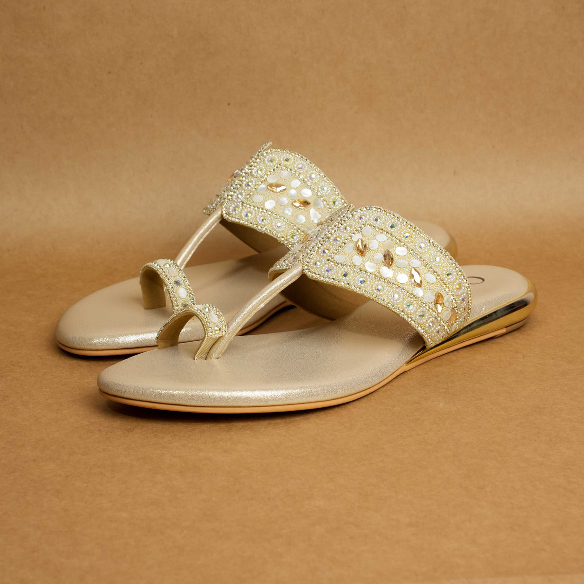 QAVO - The Aurelia Embellished Metallic Flats