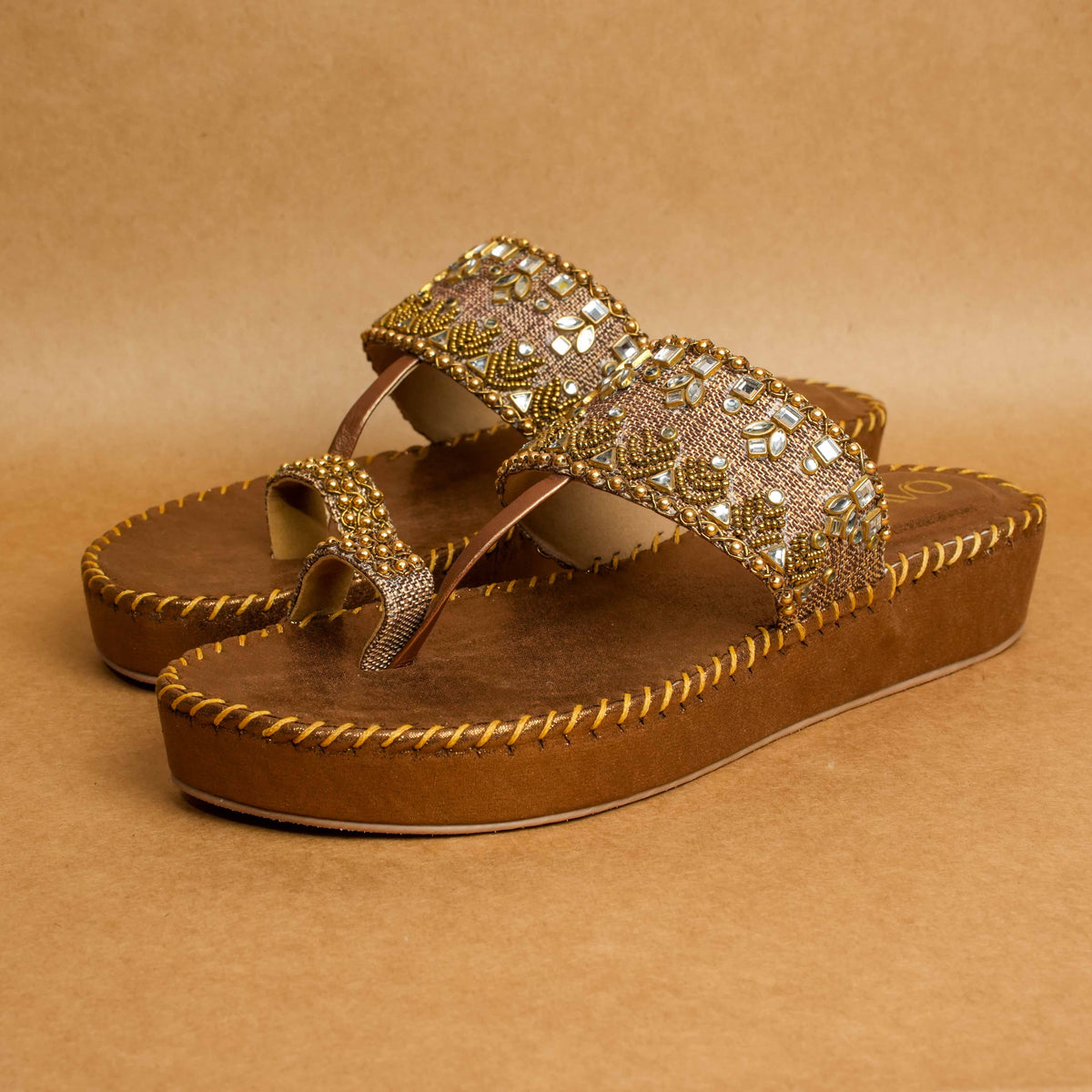 QAVO - The Zareen Wedges Embroidered Platform Sandals