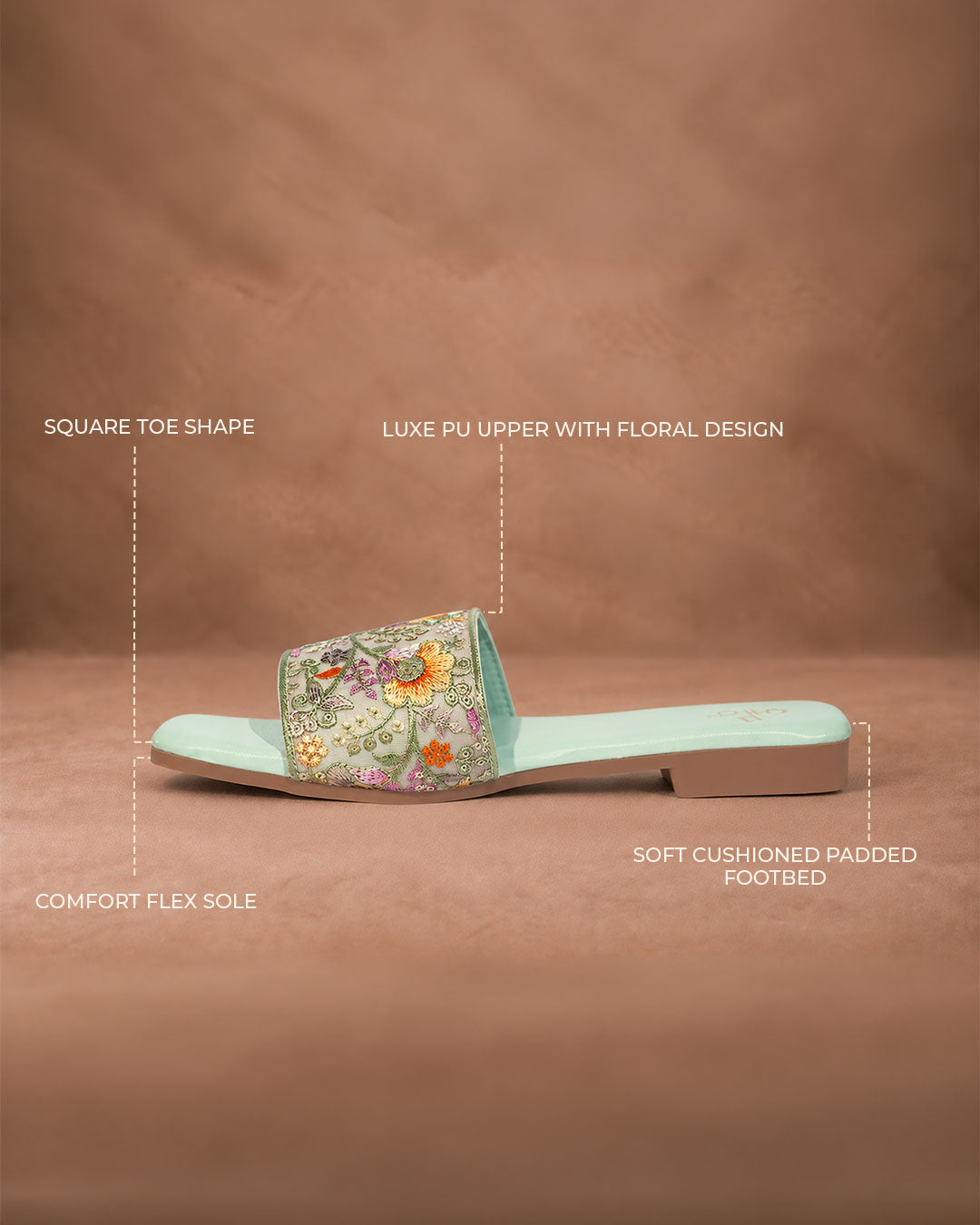 QAVO - The Floré Embroidered Floral Flats