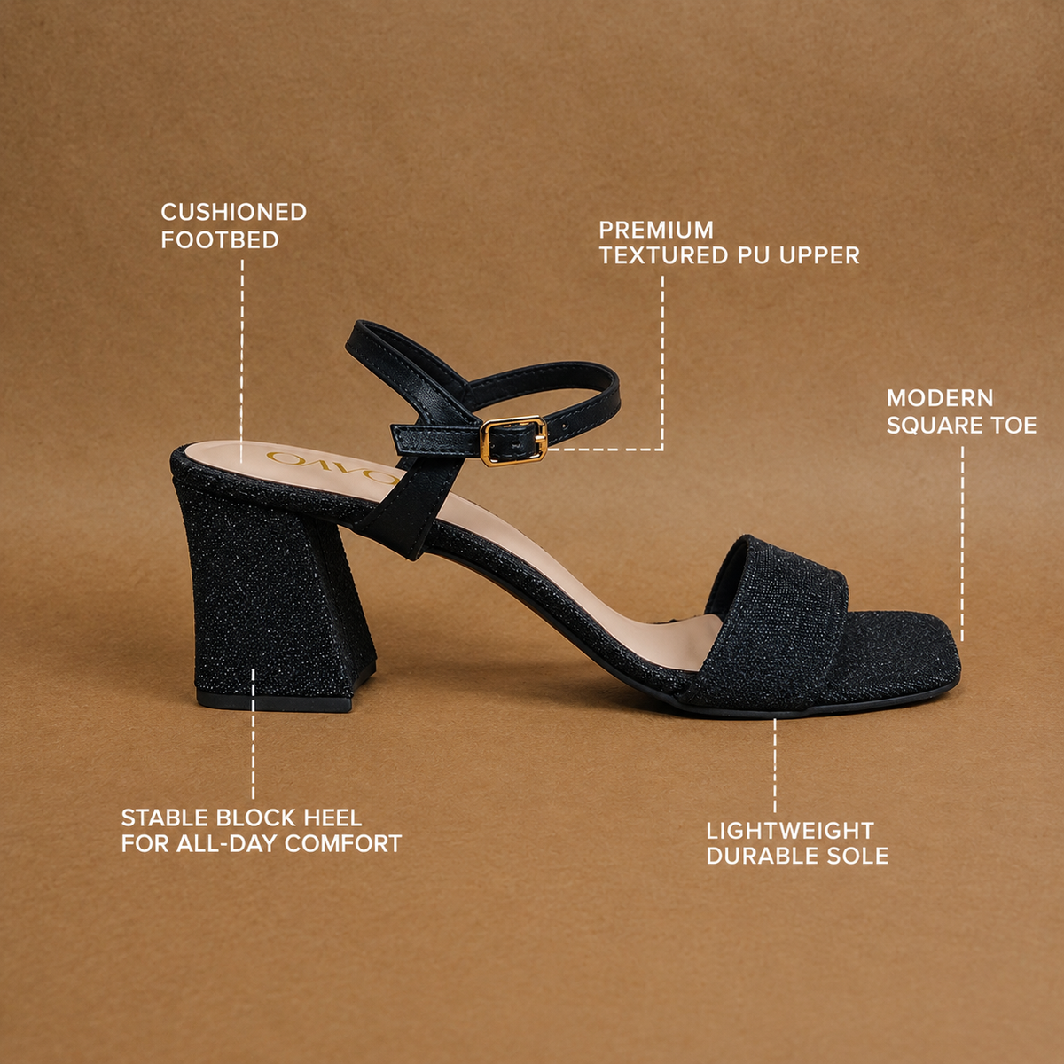 QAVO - The Aurelia Textured Sandals