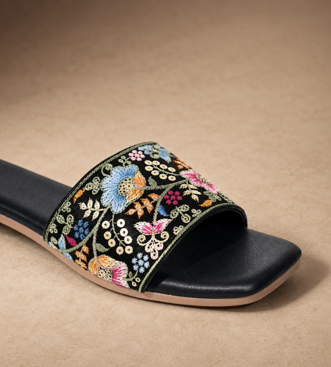 QAVO - The Floré Embroidered Floral Flats