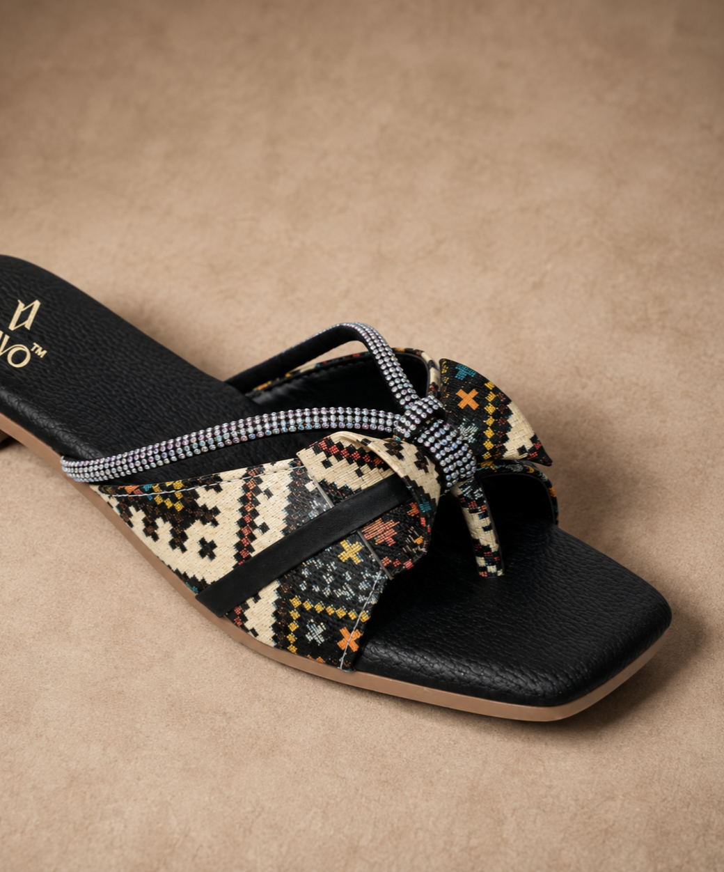 QAVO - The Elara Embellished Bow Flats