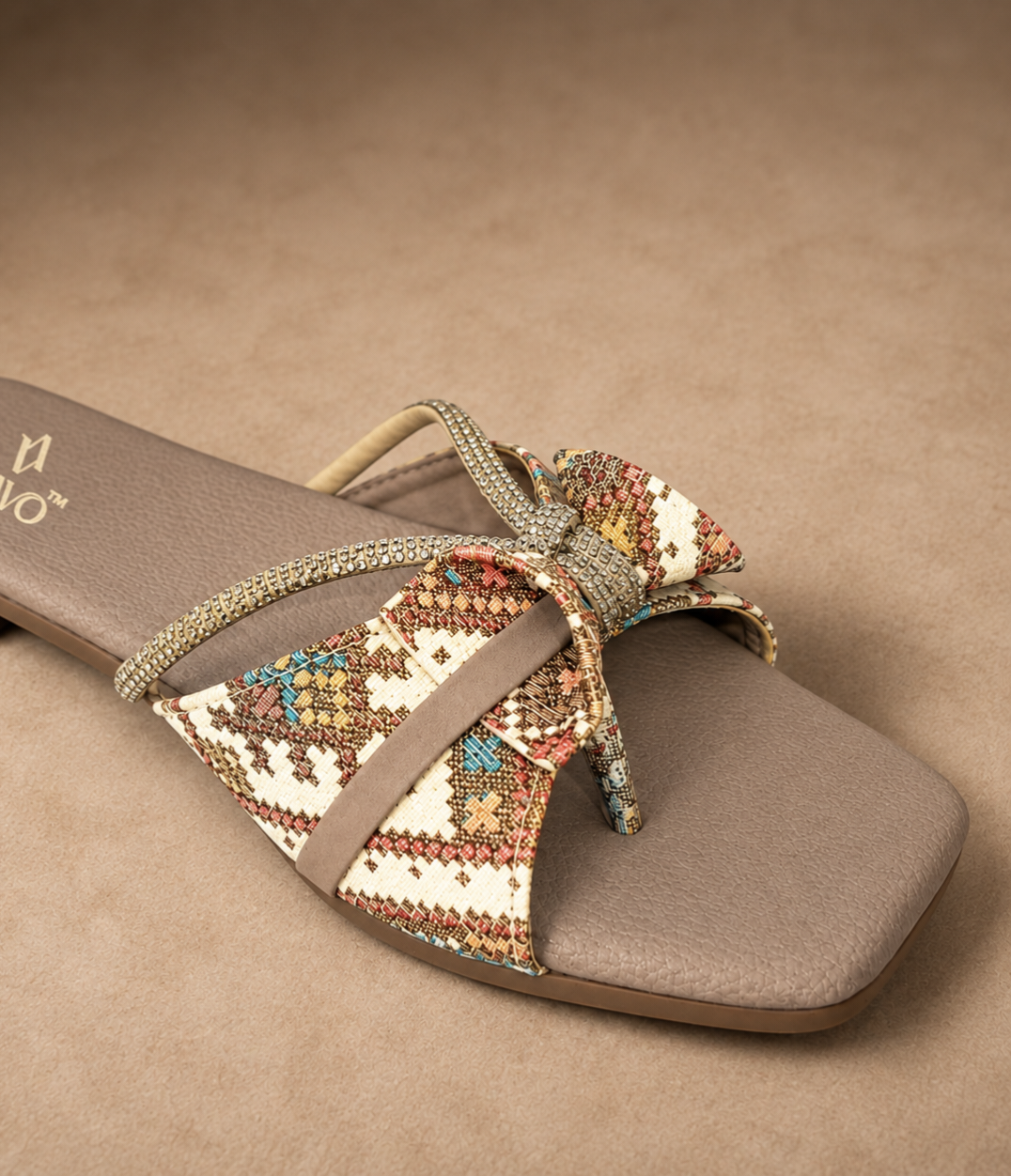 QAVO - The Elara Embellished Bow Flats