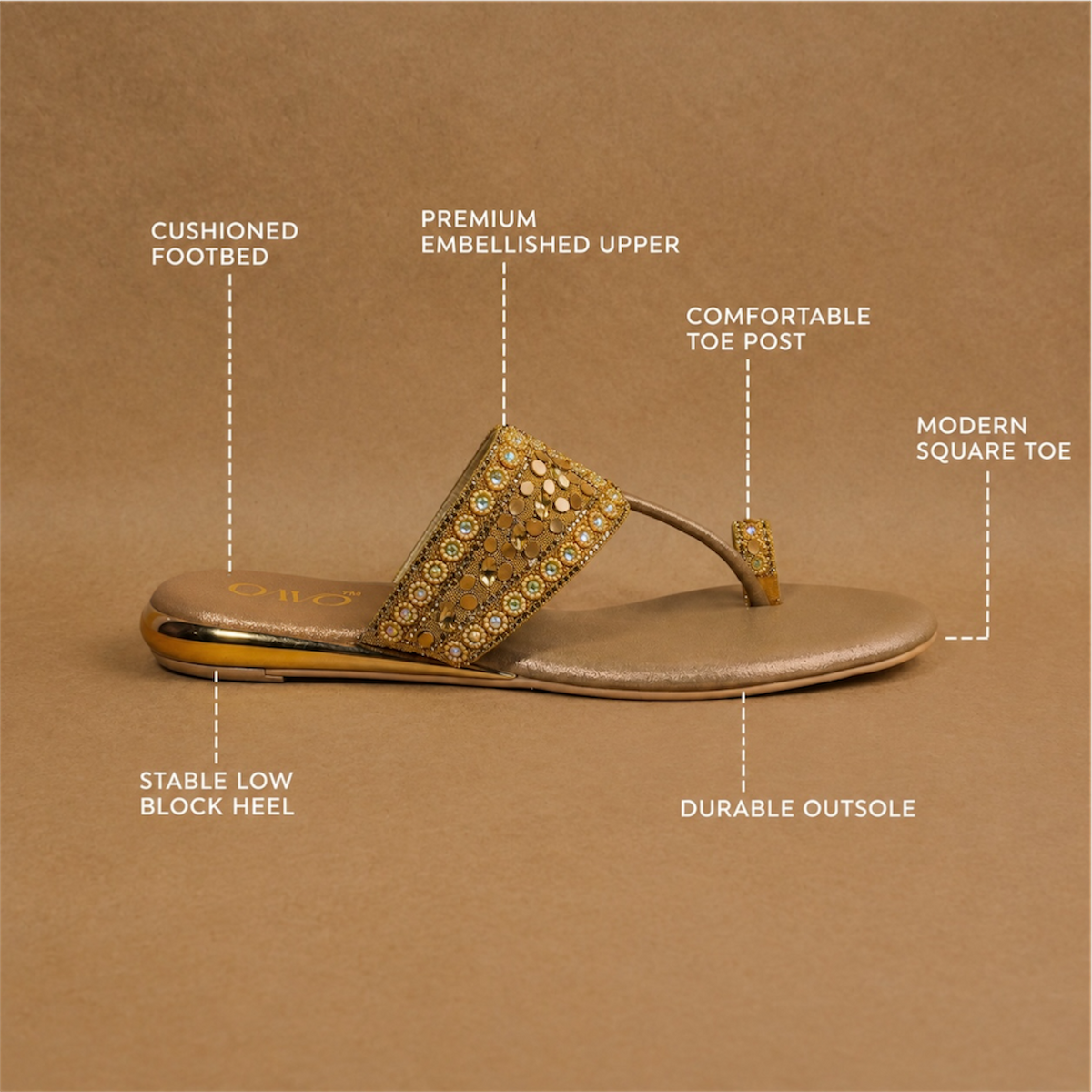 QAVO - The Aurelia Embellished Metallic Flats