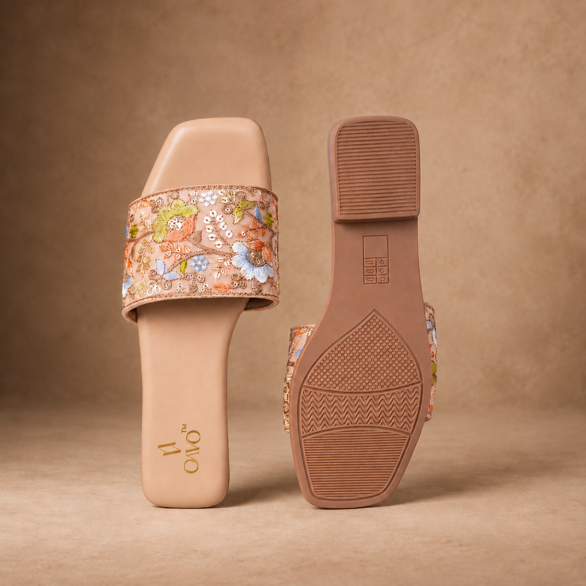 QAVO - The Floré Embroidered Floral Flats