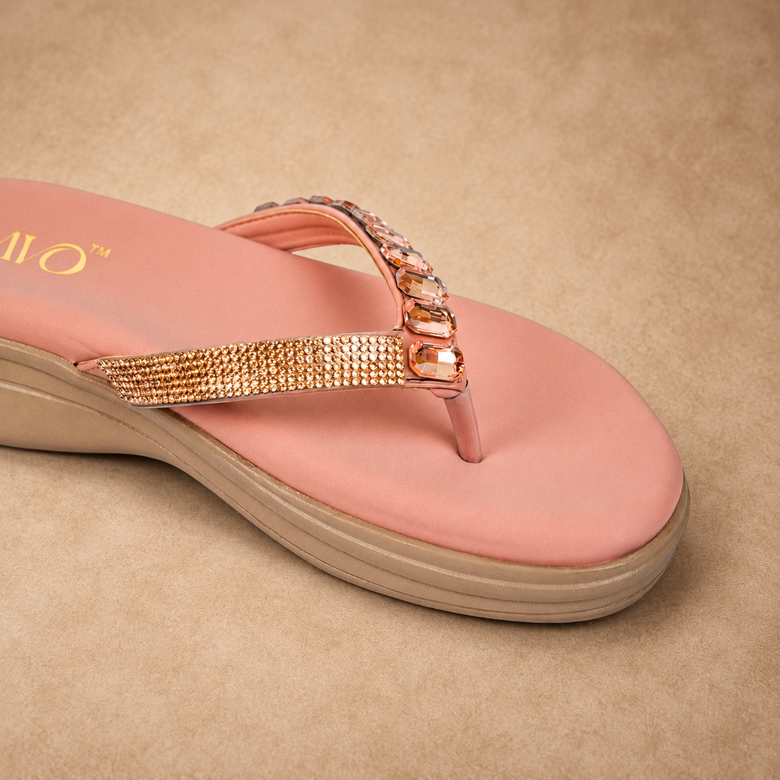 QAVO - The Celeste Crystal Embellished Wedge Sandals