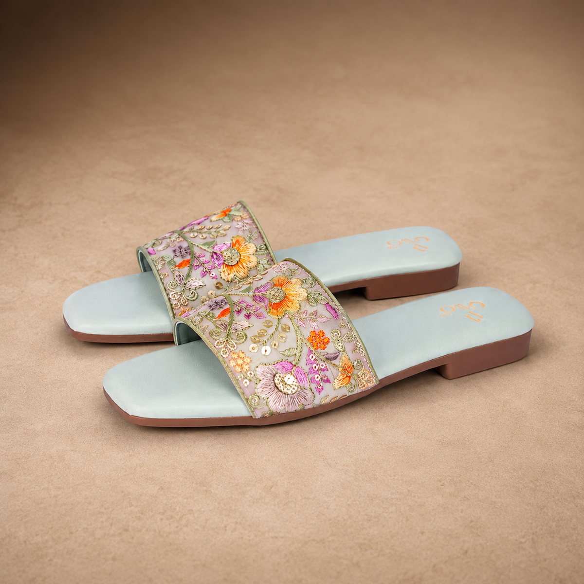 QAVO - The Floré Embroidered Floral Flats