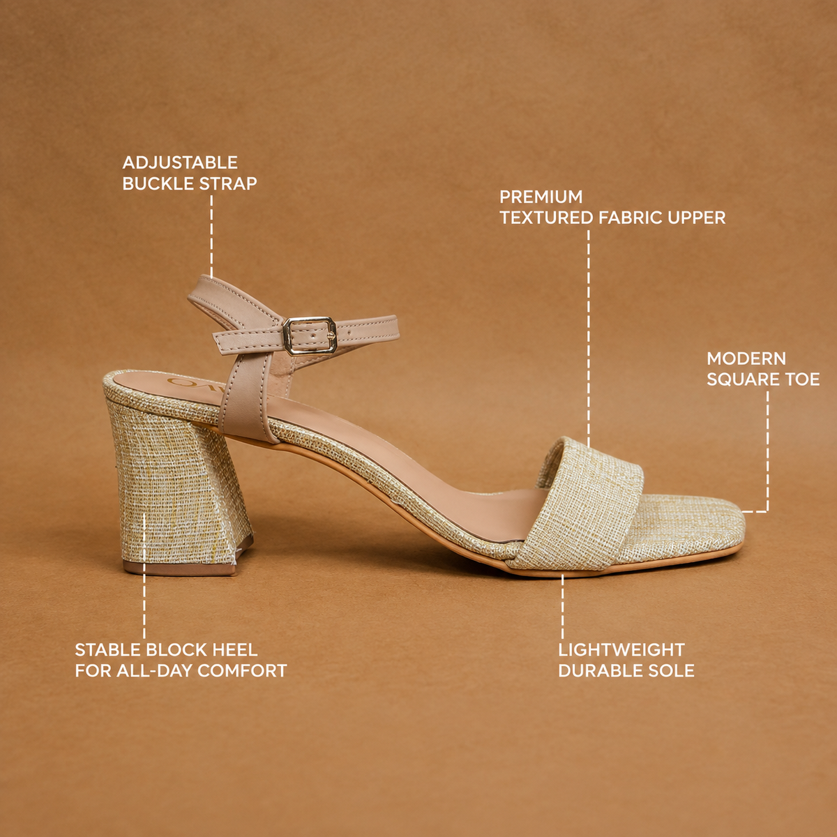 QAVO - The Aurelia Textured Sandals