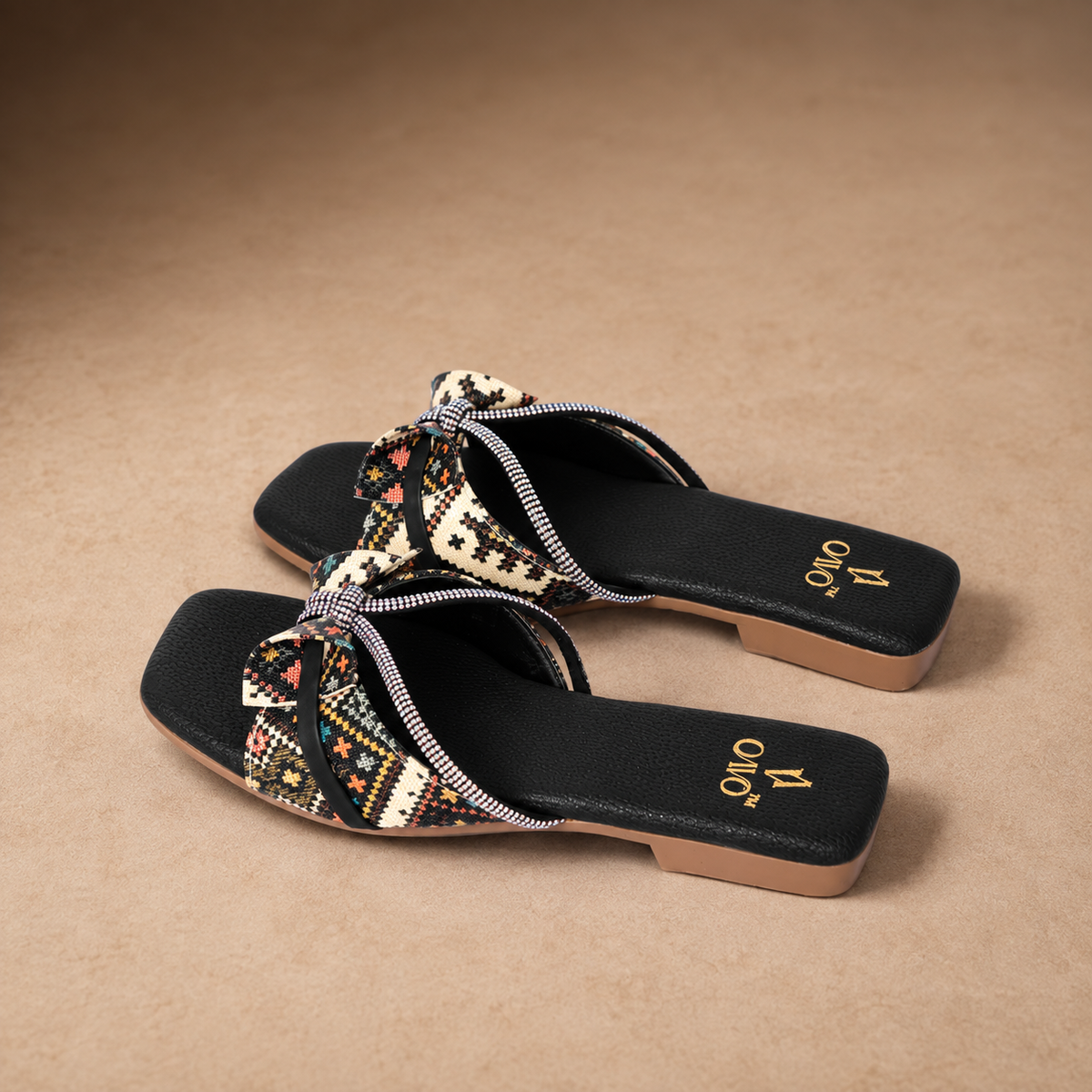 QAVO - The Elara Embellished Bow Flats