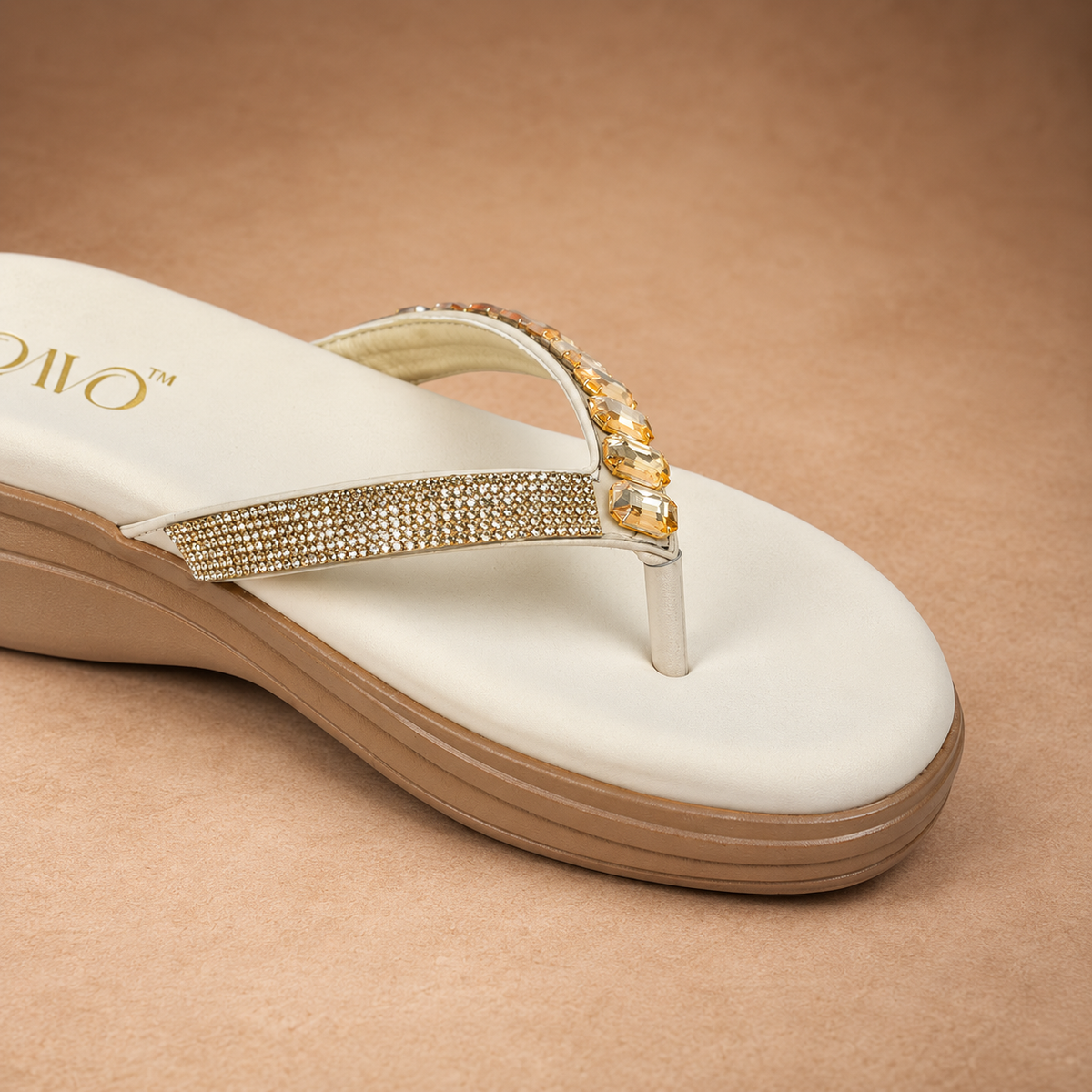QAVO - The Celeste Crystal Embellished Wedge Sandals