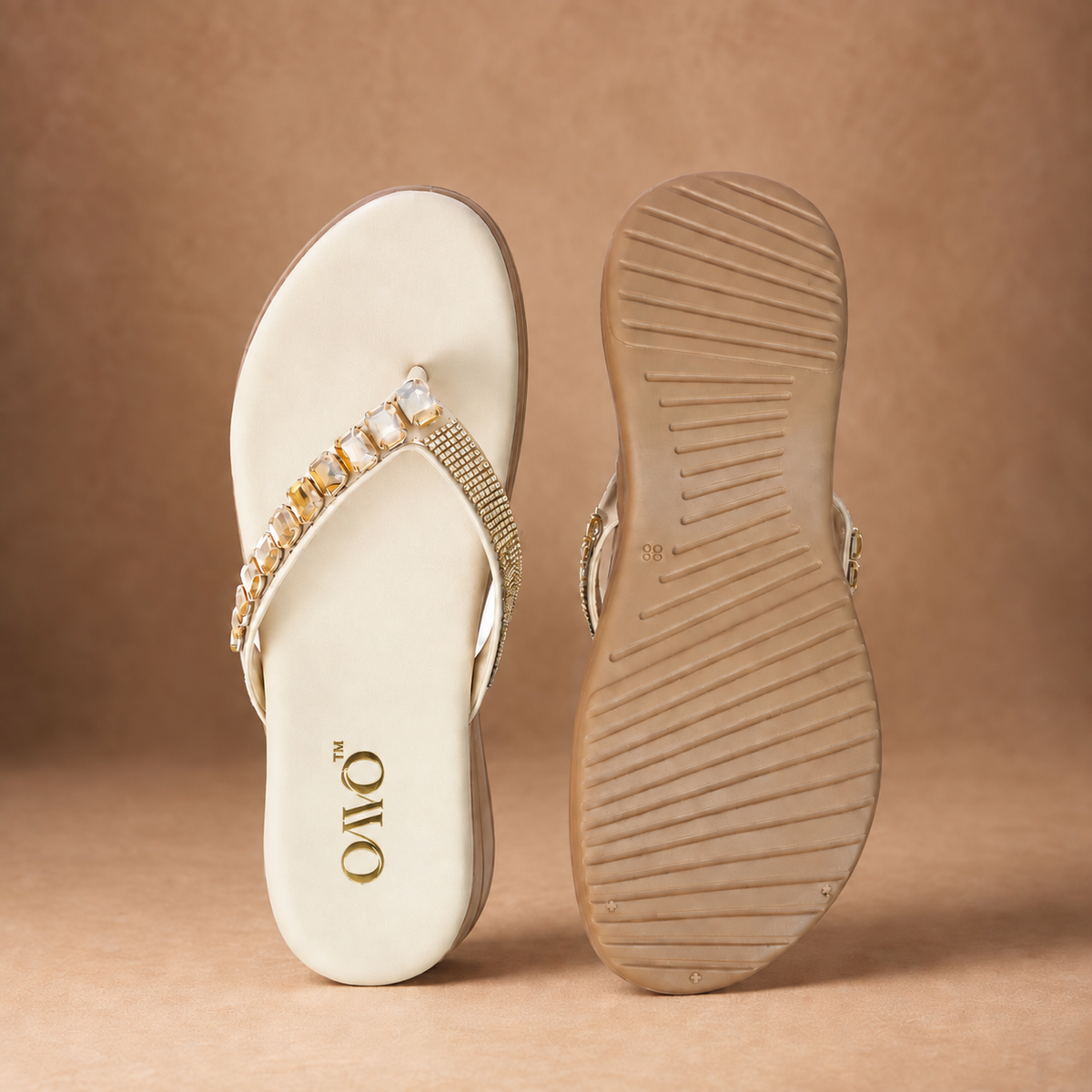QAVO - The Celeste Crystal Embellished Wedge Sandals