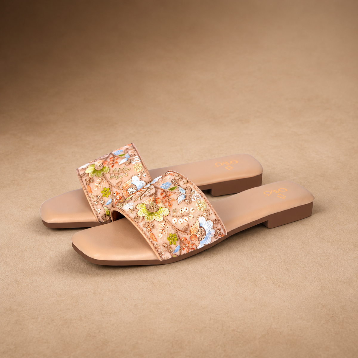 QAVO - The Floré Embroidered Floral Flats