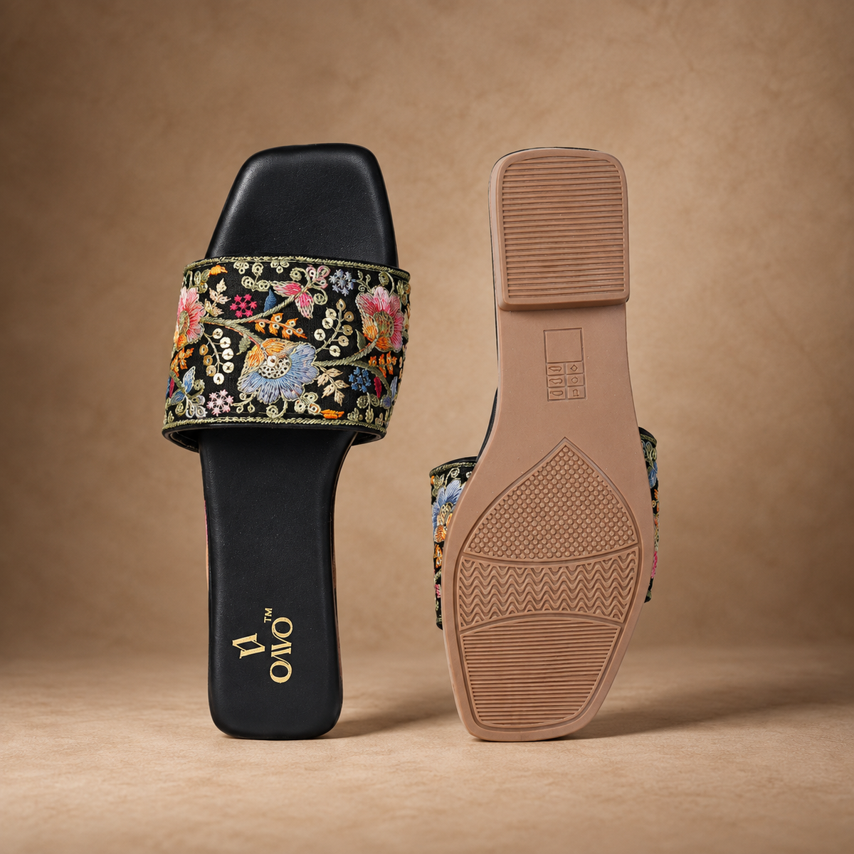 QAVO - The Floré Embroidered Floral Flats